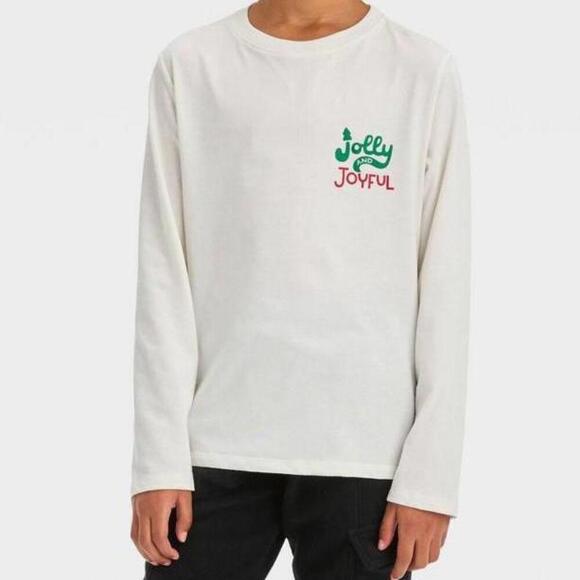 Boys' Long Sleeve 'Jolly & Joyful' Graphic T-Shirt | Cat & Jack | Medium (8) - Picture 1 of 1